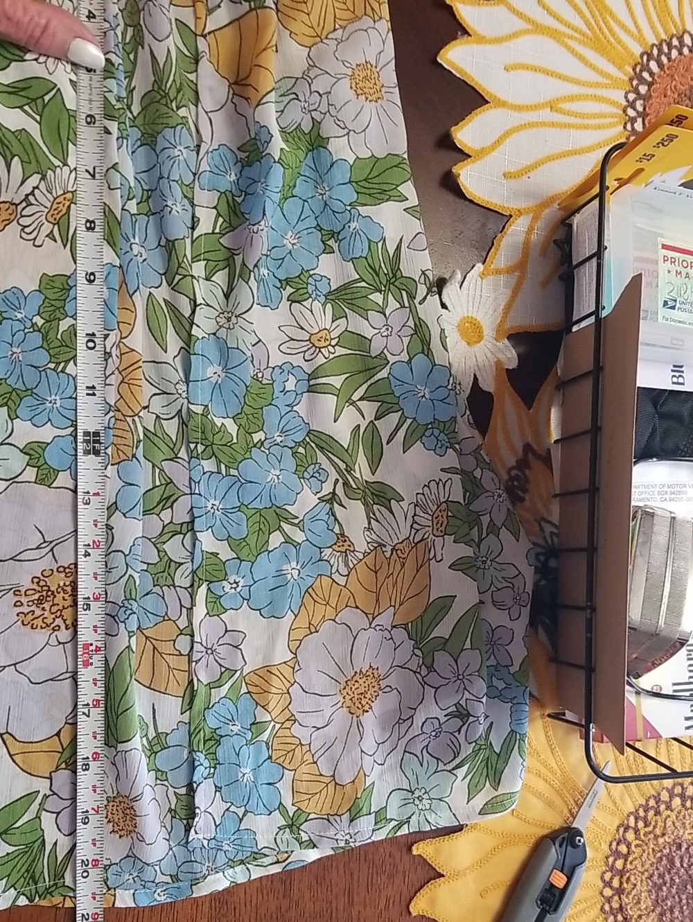 Dokotoo Floral Off-Shoulder Maxi Dress in Blue, Green & Yellow - Size L - Picture 3 of 11